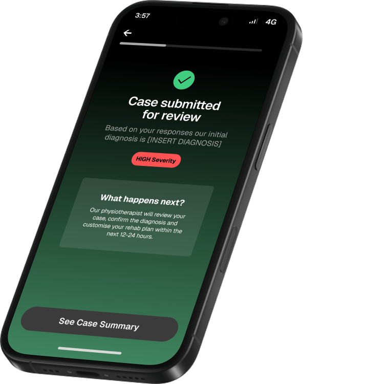 Inform app confirming a case has been submitted for physio review